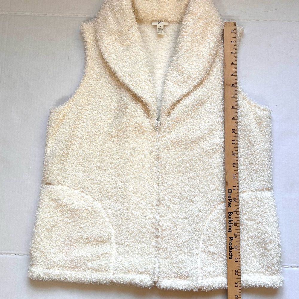 J Jill Ivory Zip Up Vest Shawl Collar - Picture 6 of 7